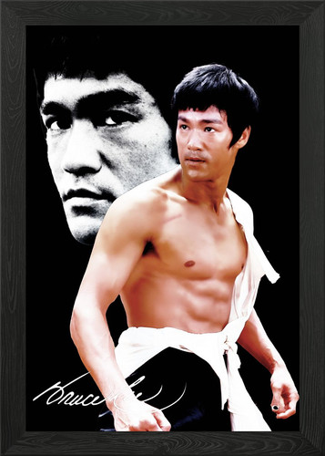 Bruce lee framed wall - lee, bw