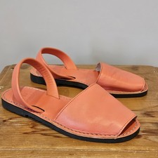 Womens Avarca Leather Sandals Coral, UK Size 4, EU 37 Made In Spain