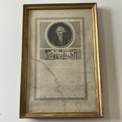Antique framed etching print - framed,