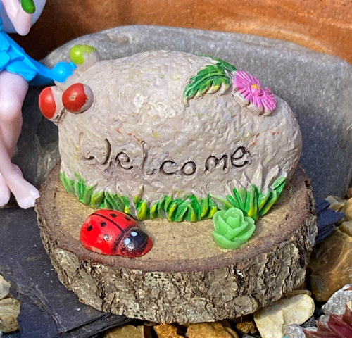 Fairy garden welcome - fairy, stone