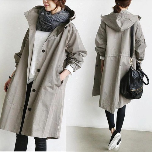 Womens oversize hooded trench - womens,