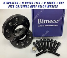 Black Wheel Spacers 12mm For Audi A3 A4 B4 B5 B6 B7 A6 + Radius Bolts + Locks 57