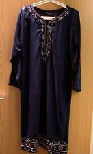 Women’s Blue Kameez Kaftan Trouser Suit Floral Design Comfortable Casual Wear