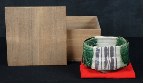 Vintage oribe chawan - oribe, ceramic