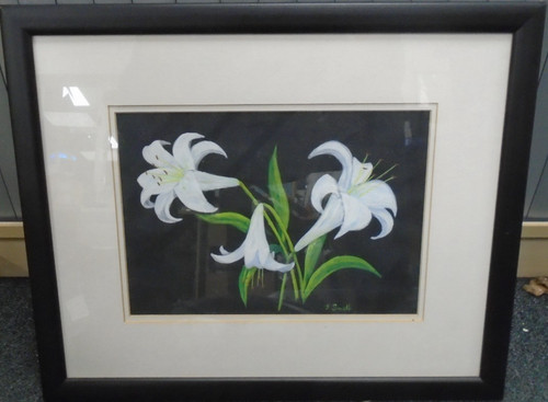 Framed gouache painting - painting,