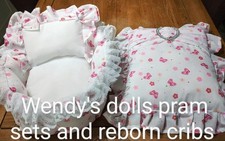 REBORN/DOLLY 15" DISPLAY/PRESENTATION CRIB AND PILLOW * BUTTERFLIES/LACE/HEART*