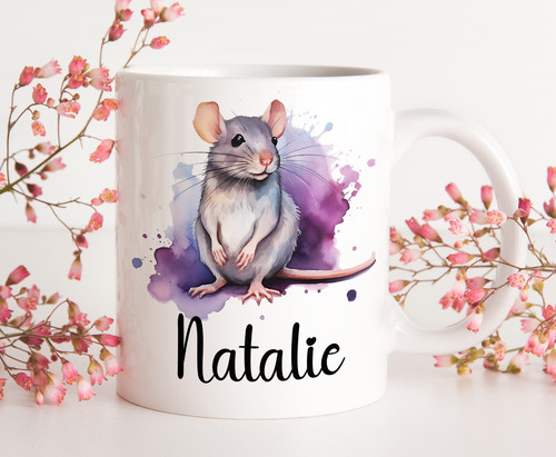 Personalised pretty rat mug - personalised,