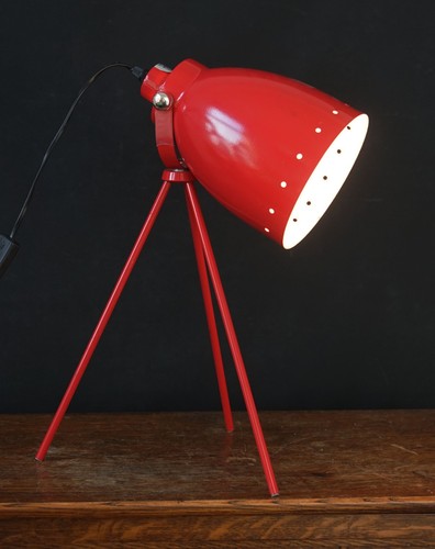 Modern red tripod table - modern, lamp