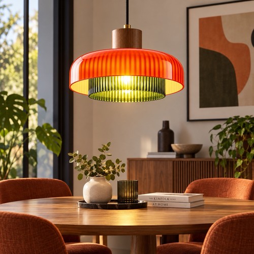 Retro orange green light shade - orange,