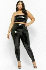  Plus Size Women Pvc Latex Vinyl Look Shiny Leggings UK Size 16-26