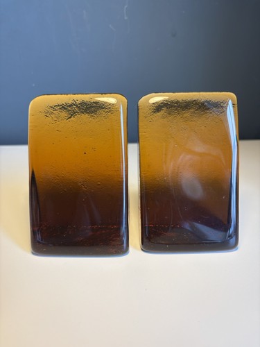 Pair vintage blenko amber - pair,