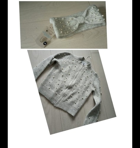 Grey pearls zip cardigan - grey,
