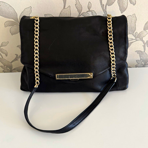 Black leather medium - black,