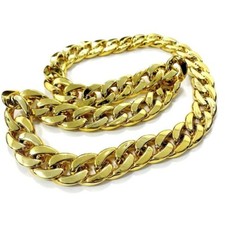 Chunky Gold Chain Necklace Fake Fancy Dress Bling Gangster Rapper Joke Realistic