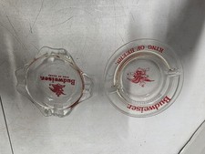 2 Vintage Glass Budweiser Ashtrays