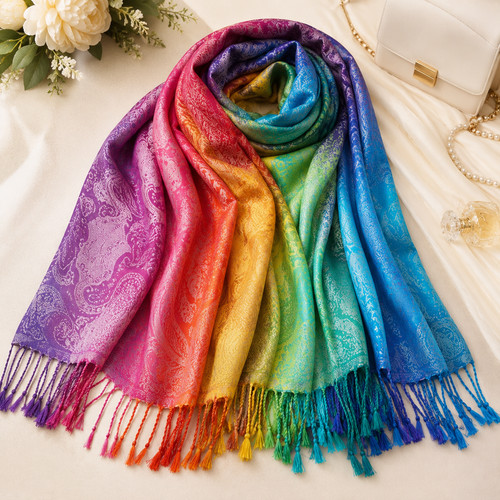 2pcs rainbow paisley - rainbow,