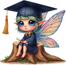 Watercolour Graduation Fairy Wall Art Bedroom Laptop Vinyl Sticker Decal 6 Sizes