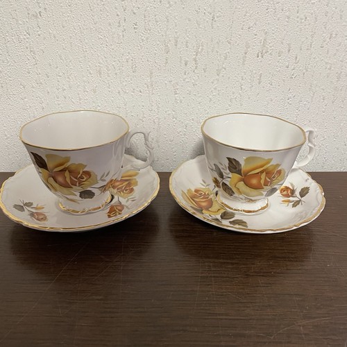 Yellow rose design - tea, cups