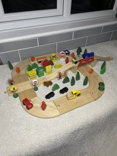Wooden Train Track Set Road And Accessorie Bundle x60 Pieces