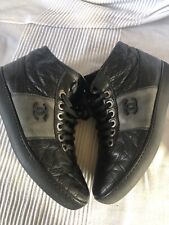 CHANEL 925 quilted LEATHER BLACK 5.1 TRAINERS Size 38.5 (5.5 Uk Ladies boots