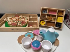 WOODEN MELISSA & DOUG PIZZA BIGJIGS BISCUITS LITTLE TOWN TEA TRAY