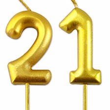 Gold Number 21 Candle 21st