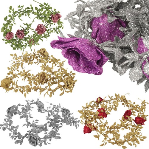 Heavy glittered rose vine - heavy,