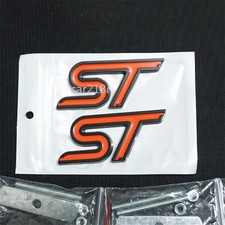 2x Matte Orange Black Big ST Metal Front Grille Badge Emblem Line Sport 3D Turbo