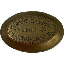 Antique Brass Snuff Box Albert Davies 1902 Stanton on Wye Collectable