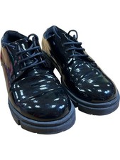 Clarks Women's Black Patent Lace-Up Chunky Boots UK 4 EU 37