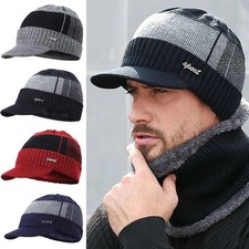 Mens Winter Warm Peaked Beanie