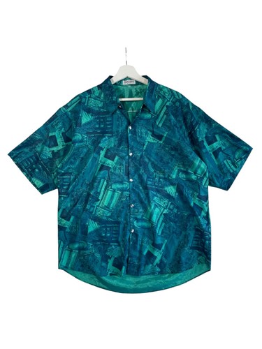 Vtg thai silk apple shirt - silk, mens
