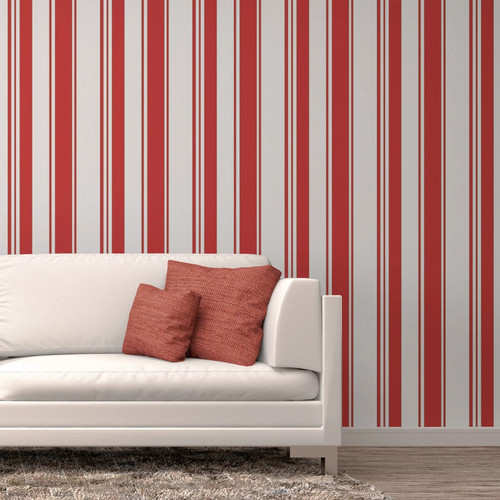 Red cream stripe wallpaper - cream,