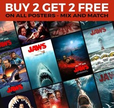 JAWS POSTER ART PRINT A4 A3 SIZE - BUY 2 GET ANY 2 FREE!