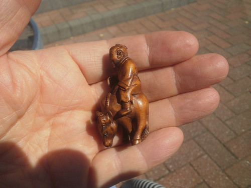 Hand carved wood netsuke old - hand,