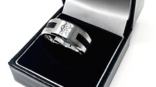 GLASGOW RANGERS FC STAINLESS STEEL BLACK INLAY BAND RING BOXED  SIZE R U X   RFC
