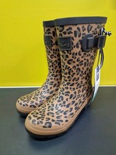 JOULES Molly Welly Leopard Print Wellington Boots in Tan - UK 3 / EU 36/ US 5