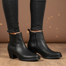 Russell & Bromley Black Leather Side Zip Hybrid Chelsea Boots Size EU 40 UK 7