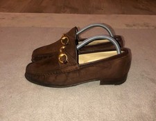 Authentic Gucci Brown Suede Horsebit Loafers UK 6