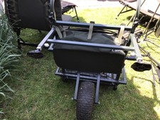 carp fishing wheelbarrow fully folding single large wheel with carry bag on rear