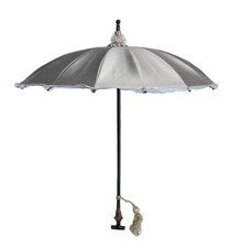 Restored Vintage 16 Rib Parasol With Silk Cover And Lace Edge