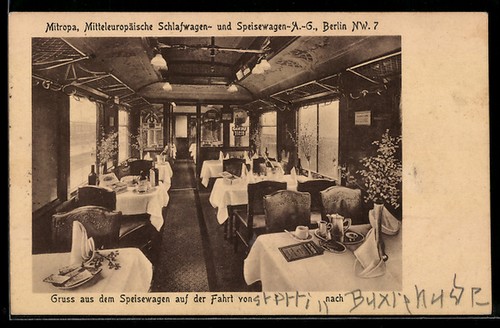 Postcard dining car - postcard,