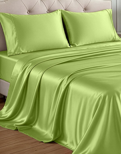Queen satin sheet - set, lime