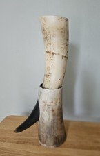 Genuine Ox Horn Viking Drinking Horn with Stand,