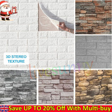 60PC 3D Tile Brick Wall Sticker Self-adhesive Waterproof Foam Panel Wallpaper’UK