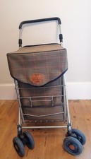 The Sholley Trolley 2000 Shol-Eco Brown/Blue Check 6 Wheels  Walking Aid