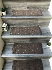 14 Wilton Open Plan Carpet Stair Treads Pin Dot Wilton Stair Case Pads Brown