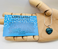 Lapis Heart Pendant Chain Necklace Lapis Lazuli Gemstone Protection Jewellery