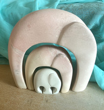 Stone Elephants- Set Of 3 pink nesting-  Hand Carved From Soapstone decorative