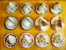 12 x VINTAGE MISMATCHED CUPS AND SAUCERS JOB LOT WEDDINGS/BULK CROCKERY